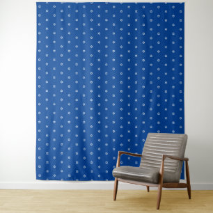 Navy Blue White Star Of David Pattern Backdrop Tapestry