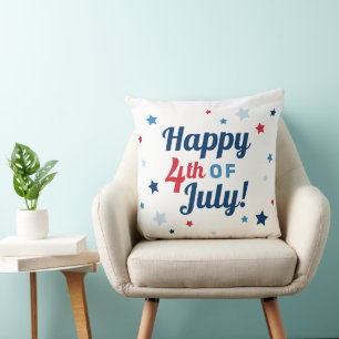 Navy Blue White Star Pattern Patriotic Cushion