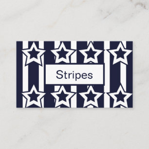 Navy Blue White Star Stripes  Business Card