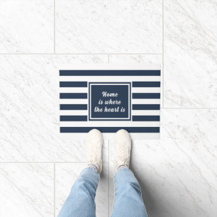 Navy Blue & White Stripe Personalised Doormat