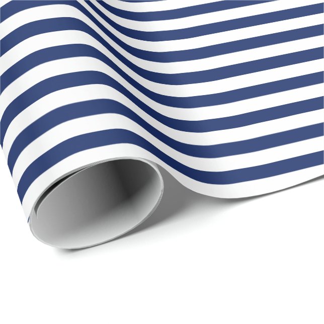 Navy Blue | White Stripe Wrapping Paper (Roll Corner)