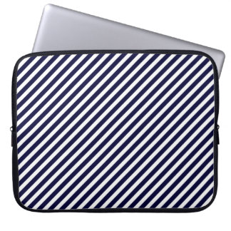 Navy Blue & White Striped Laptop Sleeve