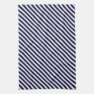 Navy Blue & White Striped Pattern Tea Towel