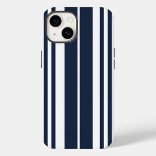 Navy Blue White Stripes Bold Case-Mate iPhone 14 Case