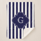 Navy Blue White Stripes, Navy Label Monogram