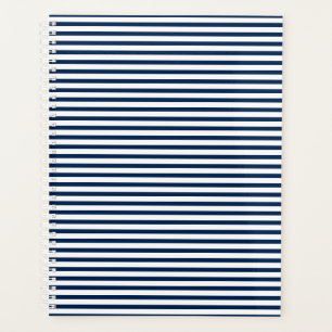 Navy Blue white stripes pattern Planner