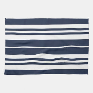 Navy Blue White Stripes Tea Towel
