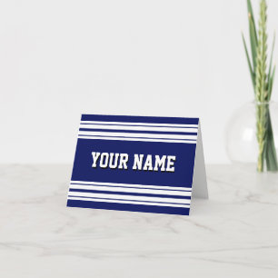 Navy Blue White Team Jersey Custom Name DIY BG Note Card
