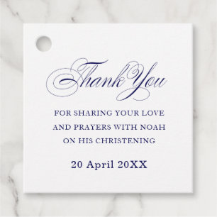 Navy Blue White Thank You Favour Tags