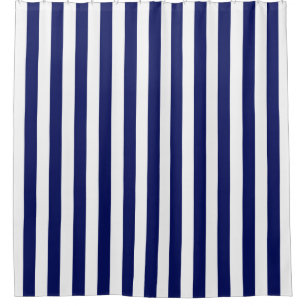 Navy Blue White Vertical Stripe NL #0 Shower Curtain