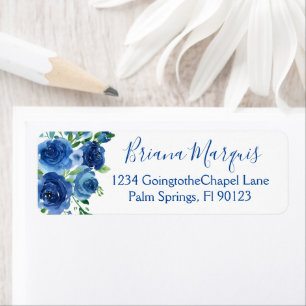 Navy Blue White Watercolor Floral Bridal Shower