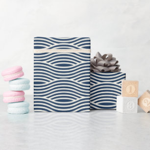 Navy Blue & White Wavy Pattern Wrapping Paper