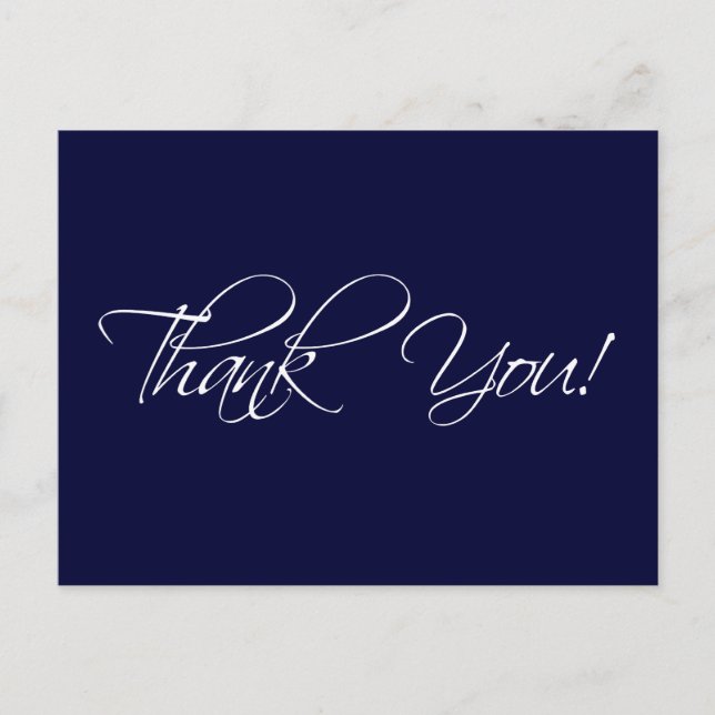 Navy Blue White Wedding Thank You Postcards (Front)