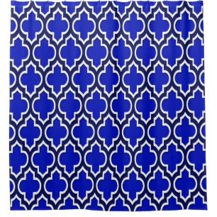 Navy Blue White XL Moroccan #4DS Shower Curtain