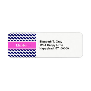 Navy Blue Wht Chevron Hot Pink Name Monogram