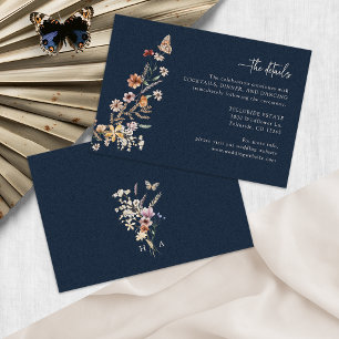 Navy Blue Wildflower Boho Enclosure Card