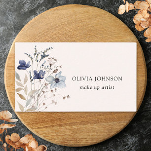 Navy Blue Wildflower Bouquet Floral Business Card