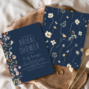 Navy Blue Wildflower Bridal Shower Invitation Flyer