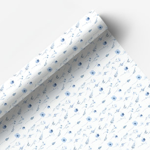 Navy blue wildflower floral wrapping paper
