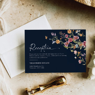 Navy Blue Wildflower Wedding Enclosure Card