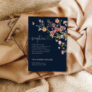 Navy Blue Wildflower Wedding Enclosure Card