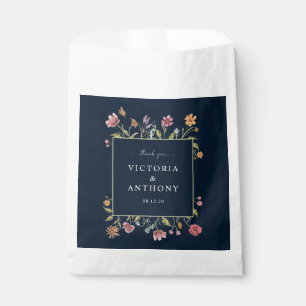 Navy Blue Wildflower Wedding Favour Bags