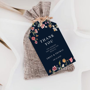 Navy Blue Wildflower Wedding Gift Tags