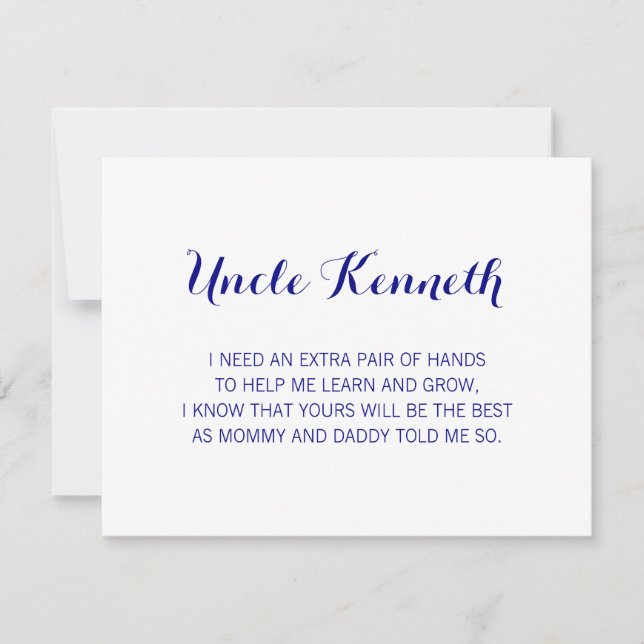 Navy Blue Will You Be My Godfather Proposal Invitation (Front)