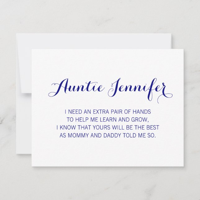Navy Blue Will You Be My Godmother Proposal Invitation (Front)