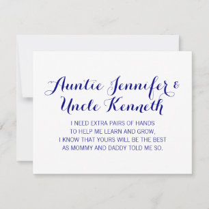 Navy Blue Will You Be My Godparents Proposal Invitation