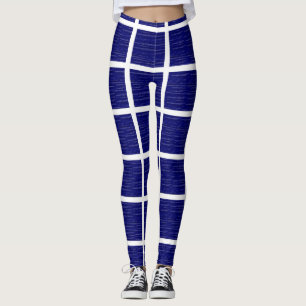 Navy Blue Windowpane Leggings