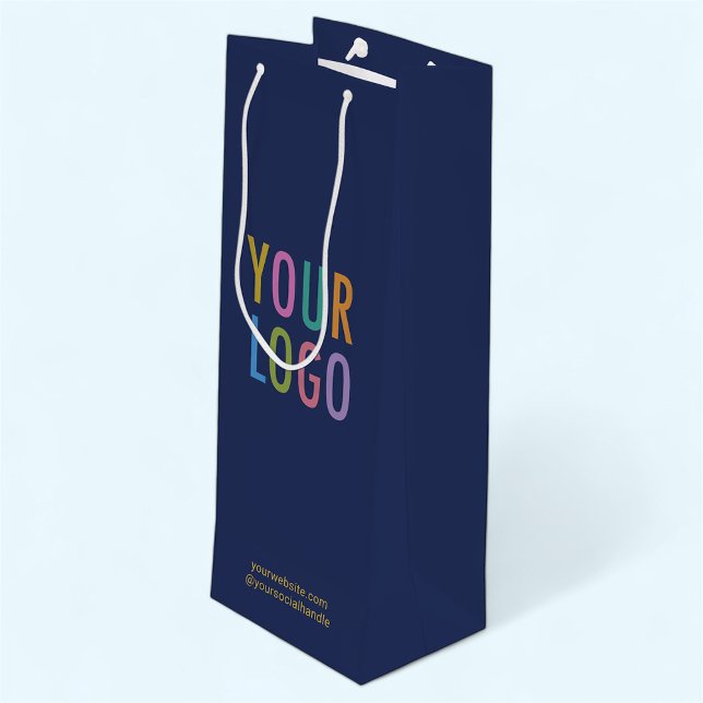Navy Blue Wine Gift Bag Custom Logo Personalised (MISOOK Navy Blue Wine Gift Bag with Logo)