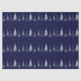 Navy Blue Winter Christmas Pine Trees Star  Tissue Paper