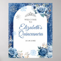 Navy Blue Winter Snowflake Mis Quince Welcome