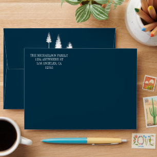 Navy Blue Winter Trees Envelope
