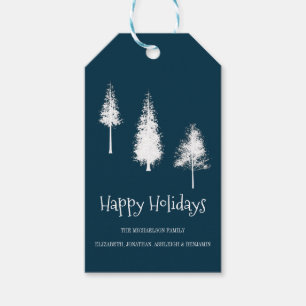 Navy Blue Winter Trees Gift Tags