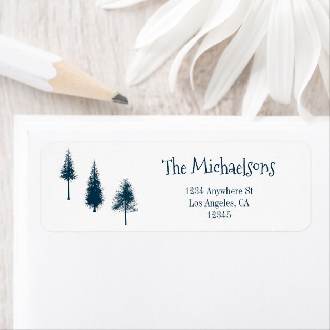 Navy Blue Winter Trees Return Address (Insitu)