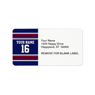 Navy Blue with Burgundy White Stripes Team Jersey Label