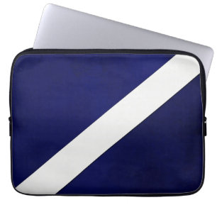 Navy blue with diagonal white stripe tablet laptop sleeve