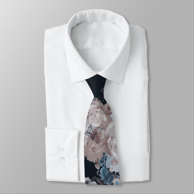 Navy blue with flowers tie (Tied)