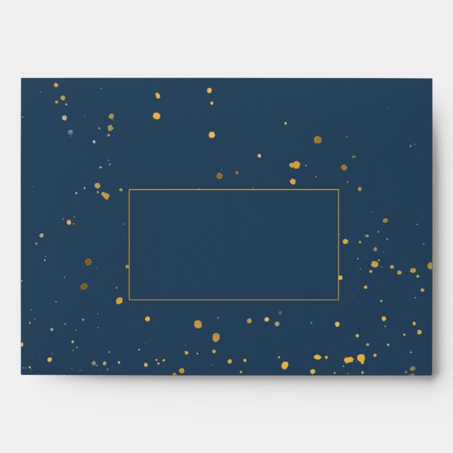 Navy Blue with Gold Splatter Envelope (Front)