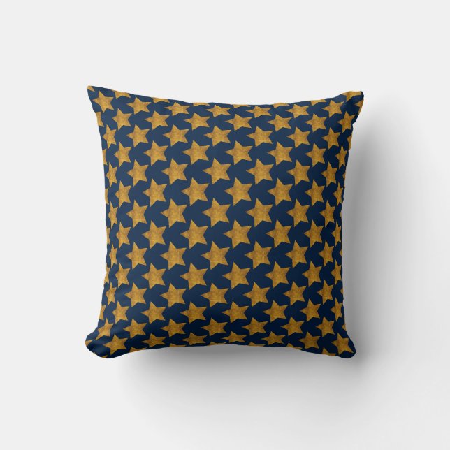 Navy Blue with Gold Stars Cushion (Front)