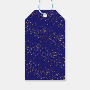  Navy blue with gold stars double joint birthday Gift Tags