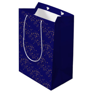 Navy blue with gold stars double joint birthday Medium Gift Bag