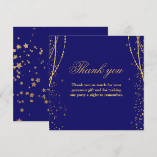  Navy blue with gold stars double joint birthday Thank You Card