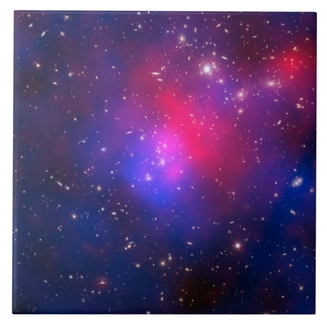 Navy Blue with Hot Pink Celestial Space Photo Tile (Front)