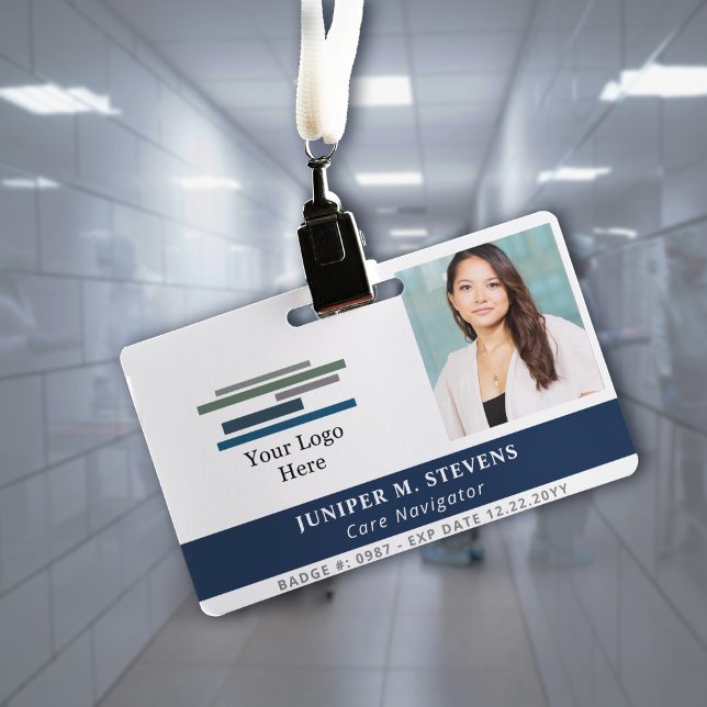 Navy Blue with Logo & Photo Employee ID Badge (Creator Uploaded)