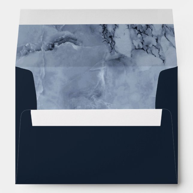 Navy Blue with Marble Lined Envelope (Back (Bottom))