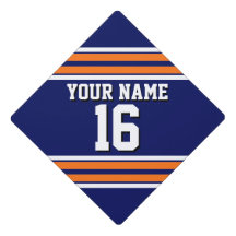 Navy Blue with Orange White Stripes Team Jersey