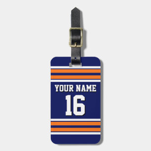 Navy Blue with Orange White Stripes Team Jersey Luggage Tag